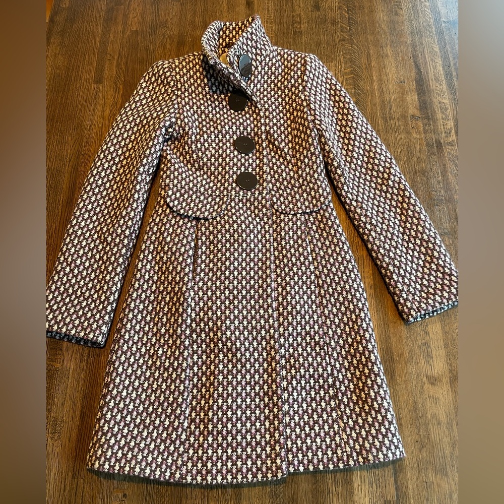 Urban Behavior Wool Peacoat Cream Brown Purple Classic Preppy size xs